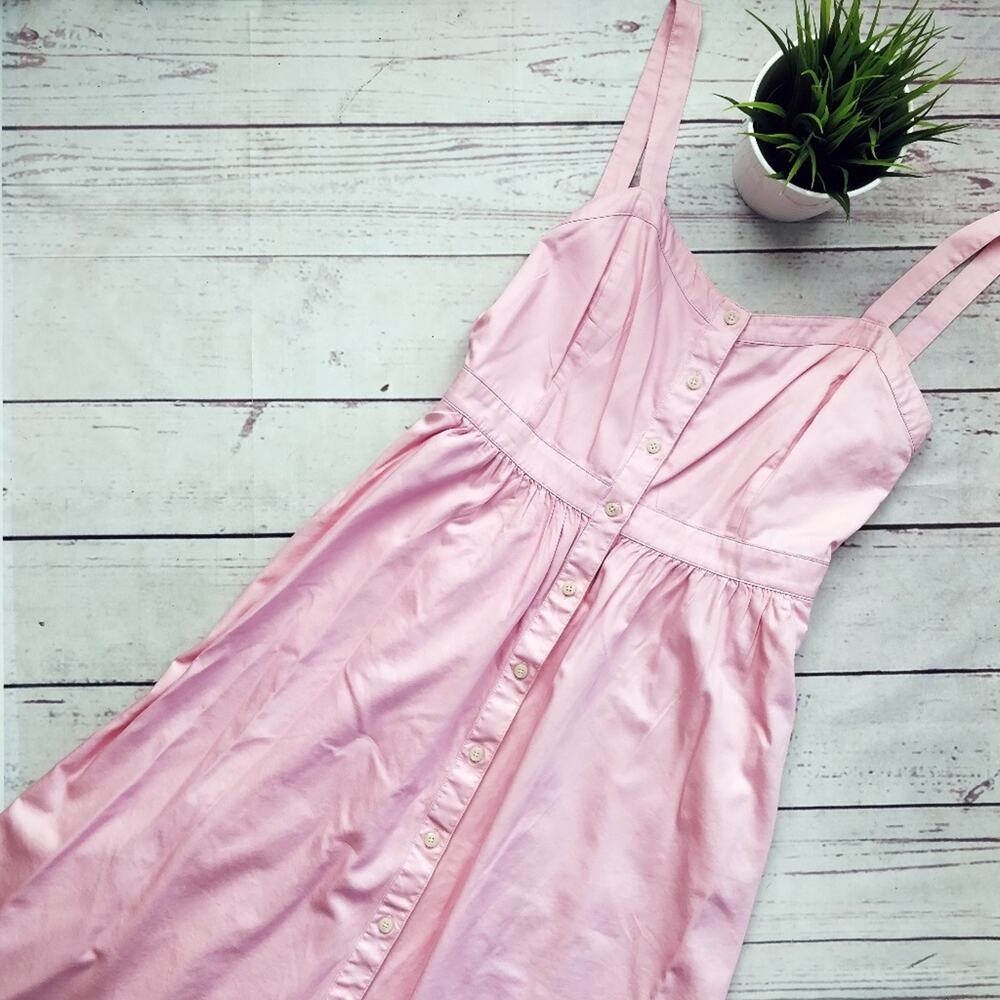 MADEWELL Pink Fleur Bow-Back Button Front Sleeveless Pastel Dress 10